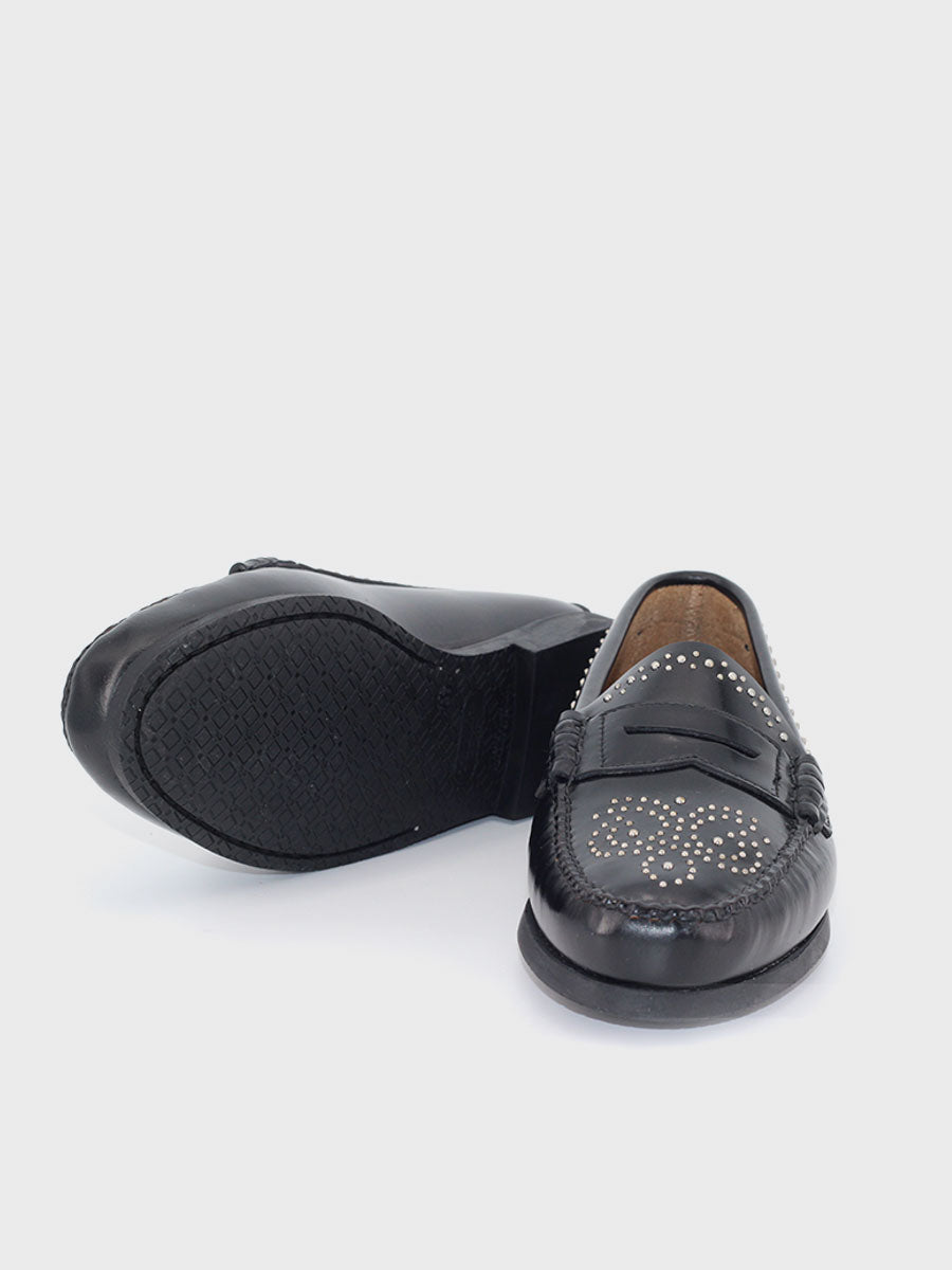 Mocasines 2200PT con tachas de piel antik color negro