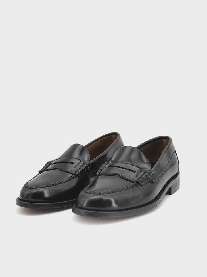 Castellano Mocasines de hombre con antifaz 5510 piel antik negro