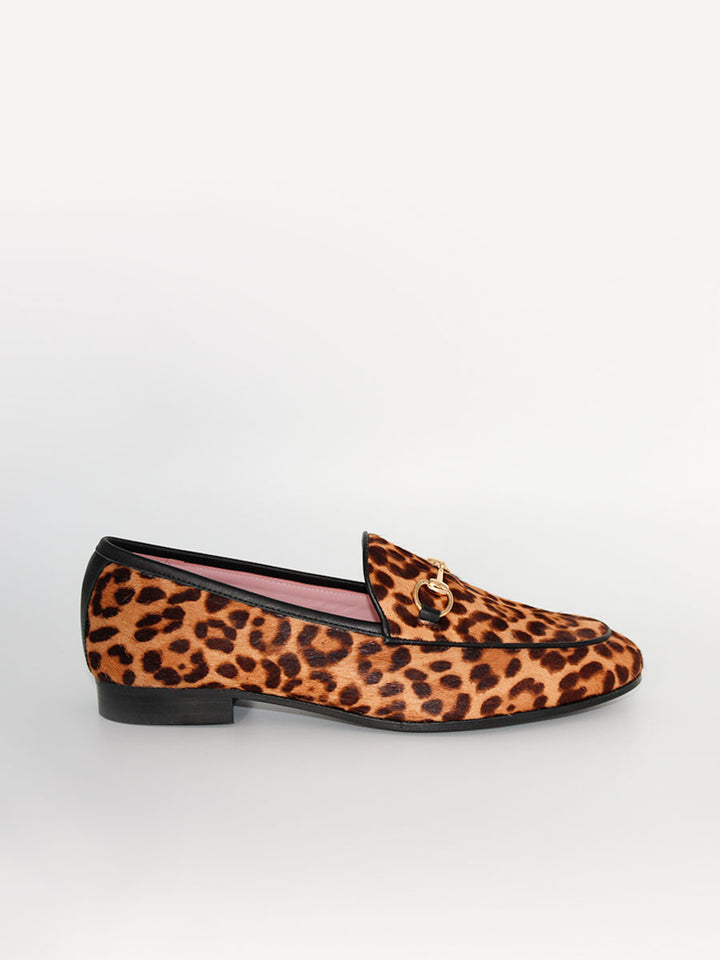 Mocasines de mujer modelo Genova en pony con estampado leopardo