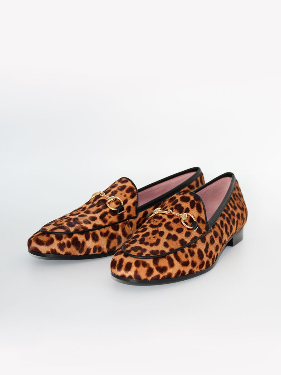 Mocasines de mujer modelo Genova en pony con estampado leopardo