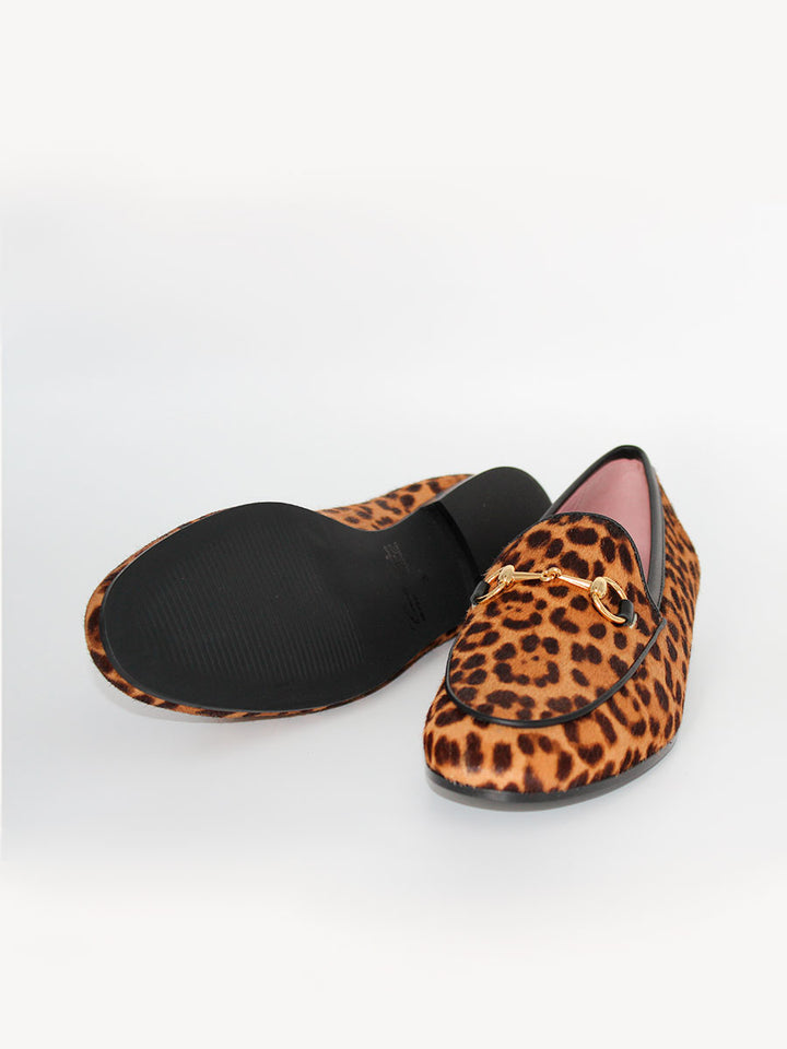 Mocasines de mujer modelo Genova en pony con estampado leopardo