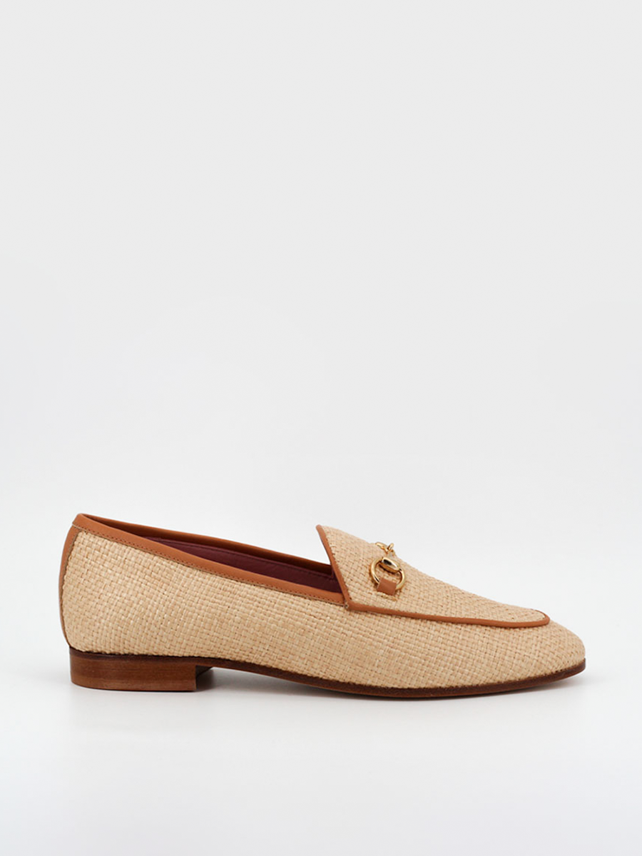 Genova women's leather and raffia loafers