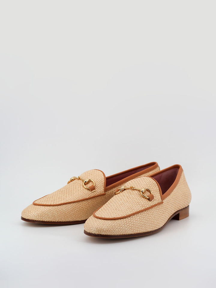 Genova women's leather and raffia loafers